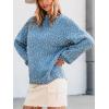 CUPSHE Womens Sweaters Rainbow Pom Casual Long Sleeve Ribbed Knit Pullover Sweater Tops(Blue)