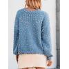 CUPSHE Womens Sweaters Rainbow Pom Casual Long Sleeve Ribbed Knit Pullover Sweater Tops(Blue)