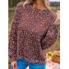 CUPSHE Womens Sweaters Rainbow Pom Casual Long Sleeve Ribbed Knit Pullover Sweater Tops(Brown)