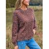 CUPSHE Womens Sweaters Rainbow Pom Casual Long Sleeve Ribbed Knit Pullover Sweater Tops(Brown)