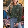 CUPSHE Womens Sweaters Rainbow Pom Casual Long Sleeve Ribbed Knit Pullover Sweater Tops(Green)