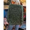 CUPSHE Womens Sweaters Rainbow Pom Casual Long Sleeve Ribbed Knit Pullover Sweater Tops(Green)