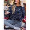 CUPSHE Womens Sweaters Rainbow Pom Casual Long Sleeve Ribbed Knit Pullover Sweater Tops(Navy)