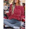 CUPSHE Womens Sweaters Rainbow Pom Casual Long Sleeve Ribbed Knit Pullover Sweater Tops(Red)