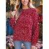 CUPSHE Womens Sweaters Rainbow Pom Casual Long Sleeve Ribbed Knit Pullover Sweater Tops(Red)