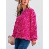 CUPSHE Womens Sweaters Rainbow Pom Casual Long Sleeve Ribbed Knit Pullover Sweater Tops(Rose Red)