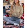 CUPSHE Womens Sweaters Rainbow Pom Casual Long Sleeve Ribbed Knit Pullover Sweater Tops(Teddy)