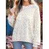 CUPSHE Womens Sweaters Rainbow Pom Casual Long Sleeve Ribbed Knit Pullover Sweater Tops(White)