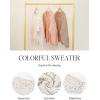 CUPSHE Womens Sweaters Rainbow Pom Casual Long Sleeve Ribbed Knit Pullover Sweater Tops(White)