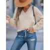 CUPSHE Womens Sweaters V Neck Long Sleeve Lightweight Soft Crochet Casual Pullover Sweater Tops(Apricot)