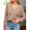 CUPSHE Womens Sweaters V Neck Long Sleeve Lightweight Soft Crochet Casual Pullover Sweater Tops(B-apricot)