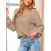 CUPSHE Womens Sweaters V Neck Long Sleeve Lightweight Soft Crochet Casual Pullover Sweater Tops(B-apricot)