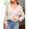 CUPSHE Womens Sweaters V Neck Long Sleeve Lightweight Soft Crochet Casual Pullover Sweater Tops(B-beige)