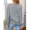 CUPSHE Womens Sweaters V Neck Long Sleeve Lightweight Soft Crochet Casual Pullover Sweater Tops(B-grey)