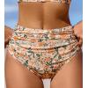 CUPSHE Womens Swimsuit Bikini Bottom High Waisted Bathing Suit Ruched Full Coverage(Apricot/Floral)