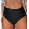 CUPSHE Womens Swimsuit Bikini Bottom High Waisted Bathing Suit Ruched Full Coverage(Black)