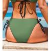 CUPSHE Womens Swimsuit Bikini Bottom Reversible Color Block Low Rise Side Strappy Self Tie(Dark Green/Black)
