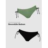 CUPSHE Womens Swimsuit Bikini Bottom Reversible Color Block Low Rise Side Strappy Self Tie(Dark Green/Black)
