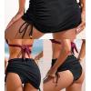 CUPSHE Women’s Swimsuit Bikini Bottom Swim Skirt Mesh Side Ruching Drawstring Full Coverage(Black)