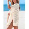 CUPSHE Women’s Swimsuit Cover Up Crochet Hollow Out Beach Summer Dress V Neck Casual Loose Bathing Suit Coverup for Swimwear(Beige)