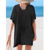 CUPSHE Women’s Swimsuit Cover Up Crochet Hollow Out Beach Summer Dress V Neck Casual Loose Bathing Suit Coverup for Swimwear(Black)