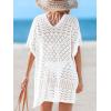 CUPSHE Women’s Swimsuit Cover Up Crochet Hollow Out Beach Summer Dress V Neck Casual Loose Bathing Suit Coverup for Swimwear(White)
