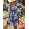 CUPSHE Women’s Swimsuit Coverup Dress Short Sleeve Casual Summer Printed Beach Cover Ups Sundress(Blue)