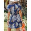 CUPSHE Women’s Swimsuit Coverup Dress Short Sleeve Casual Summer Printed Beach Cover Ups Sundress(Blue)