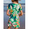 CUPSHE Women’s Swimsuit Coverup Dress Short Sleeve Casual Summer Printed Beach Cover Ups Sundress(Green Tropical)