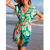 CUPSHE Women’s Swimsuit Coverup Dress Short Sleeve Casual Summer Printed Beach Cover Ups Sundress(Green Tropical)