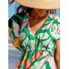 CUPSHE Women’s Swimsuit Coverup Dress Short Sleeve Casual Summer Printed Beach Cover Ups Sundress(Green Tropical)