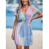 CUPSHE Women’s Swimsuit Coverup Dress Short Sleeve Casual Summer Printed Beach Cover Ups Sundress(Tie Dye)