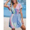 CUPSHE Women’s Swimsuit Coverup Dress Short Sleeve Casual Summer Printed Beach Cover Ups Sundress(Tie Dye)