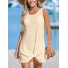 CUPSHE Womens Swimsuit Coverup Sleeveless Swimwear Beach Cover Ups Sheer Twisted Basic Tank Dress(Beige)