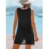 CUPSHE Womens Swimsuit Coverup Sleeveless Swimwear Beach Cover Ups Sheer Twisted Basic Tank Dress(Black)