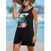CUPSHE Womens Swimsuit Coverup Sleeveless Swimwear Beach Cover Ups Sheer Twisted Basic Tank Dress(Black Print)