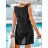 CUPSHE Womens Swimsuit Coverup Sleeveless Swimwear Beach Cover Ups Sheer Twisted Basic Tank Dress(Black2)
