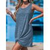 CUPSHE Womens Swimsuit Coverup Sleeveless Swimwear Beach Cover Ups Sheer Twisted Basic Tank Dress(Blue)