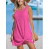 CUPSHE Womens Swimsuit Coverup Sleeveless Swimwear Beach Cover Ups Sheer Twisted Basic Tank Dress(Hot Pink2)