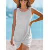CUPSHE Womens Swimsuit Coverup Sleeveless Swimwear Beach Cover Ups Sheer Twisted Basic Tank Dress(Light Grey)