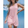 CUPSHE Womens Swimsuit Coverup Sleeveless Swimwear Beach Cover Ups Sheer Twisted Basic Tank Dress(Light Pink)