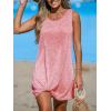 CUPSHE Womens Swimsuit Coverup Sleeveless Swimwear Beach Cover Ups Sheer Twisted Basic Tank Dress(Pink)