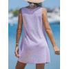 CUPSHE Womens Swimsuit Coverup Sleeveless Swimwear Beach Cover Ups Sheer Twisted Basic Tank Dress(Purple)