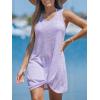 CUPSHE Womens Swimsuit Coverup Sleeveless Swimwear Beach Cover Ups Sheer Twisted Basic Tank Dress(Purple)