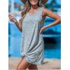 CUPSHE Womens Swimsuit Coverup Sleeveless Swimwear Beach Cover Ups Sheer Twisted Basic Tank Dress(Slate Gray)