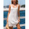 CUPSHE Womens Swimsuit Coverup Spaghetti Strap Eyelet Swimwear Beach Cover Ups Sleeveless Lined Dress(White)