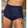CUPSHE Womens Swimsuit High Waisted Bikini Bottom Sporty Boyshorts Quick Dry Drawstring(Navy Blue)