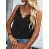 CUPSHE Womens Tank Tops V Neck Button Down Casual Cami Blouses Summer Sleeveless Basic Tank Shirt(A-black)