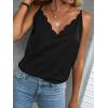 CUPSHE Womens Tank Tops V Neck Button Down Casual Cami Blouses Summer Sleeveless Basic Tank Shirt(A-black)