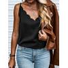 CUPSHE Womens Tank Tops V Neck Button Down Casual Cami Blouses Summer Sleeveless Basic Tank Shirt(A-black)